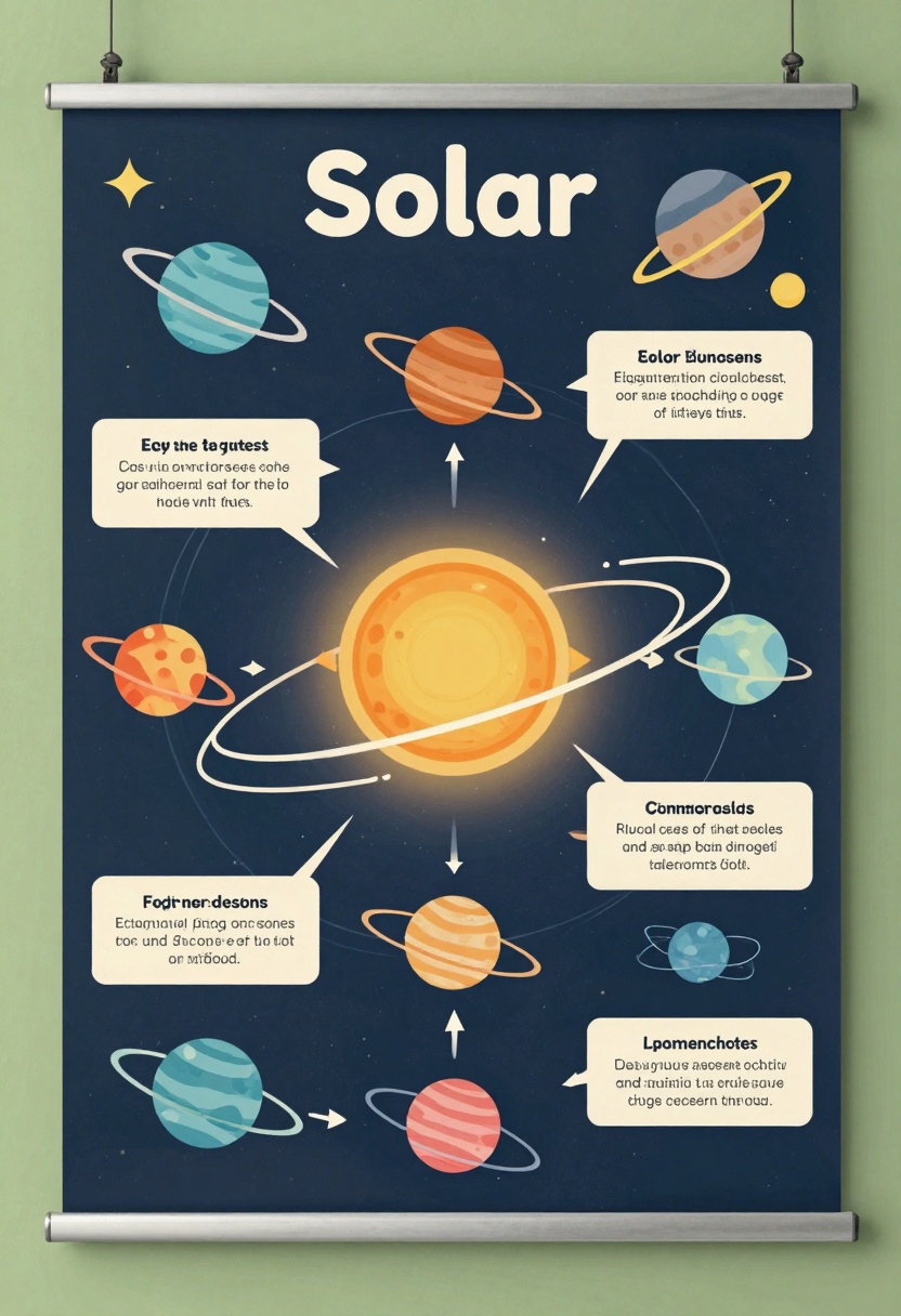 Educational infographic about the solar system