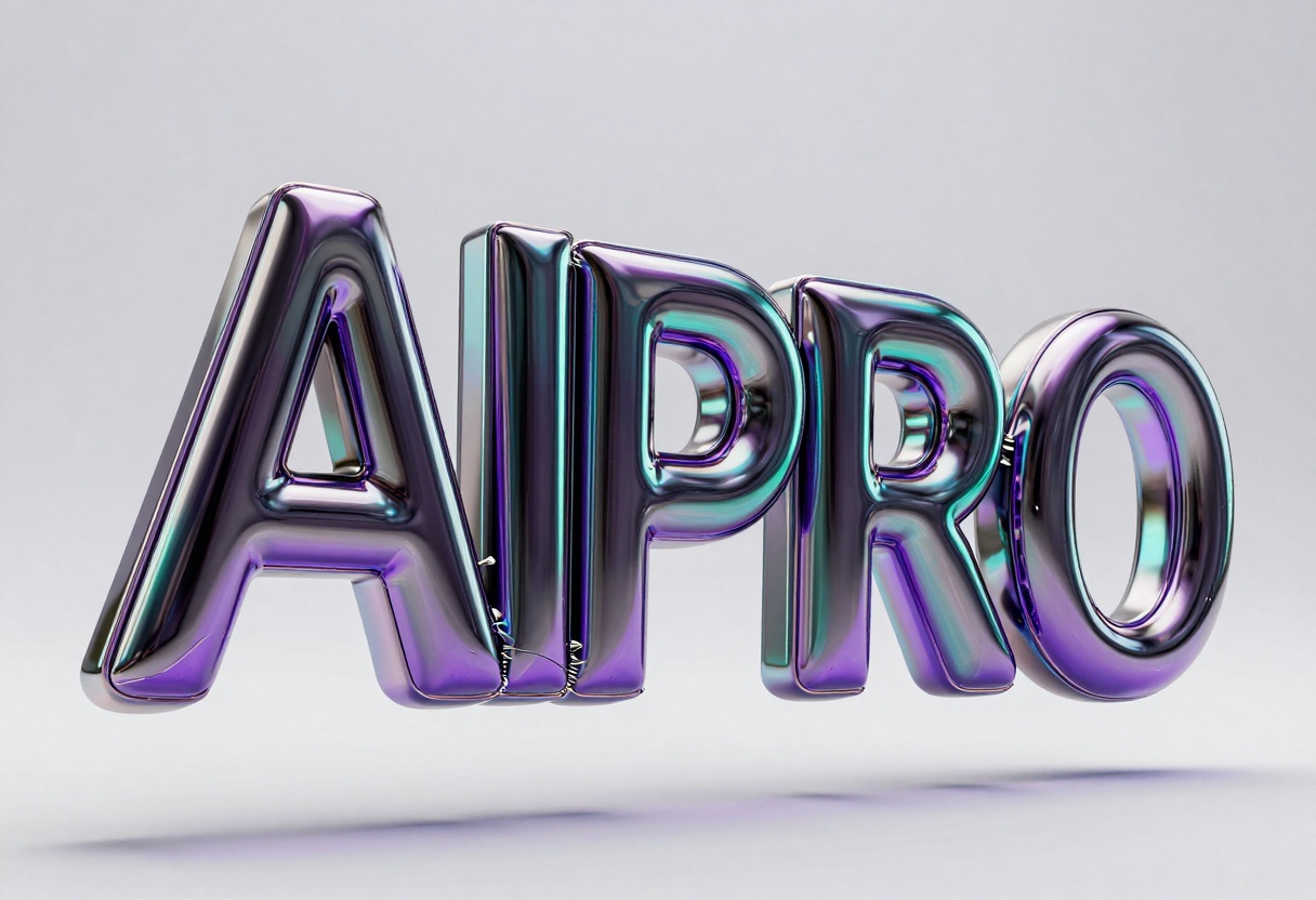 3D metallic typography AI Pro with holographic reflections 3D metallic typography AI Pro with holographic reflections