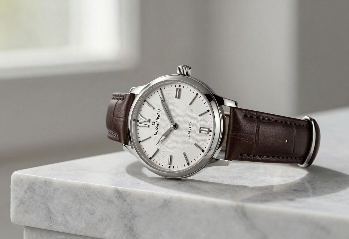Luxury watch on marble surface with professional product photography lighting Luxury watch on marble surface with professional product photography lighting