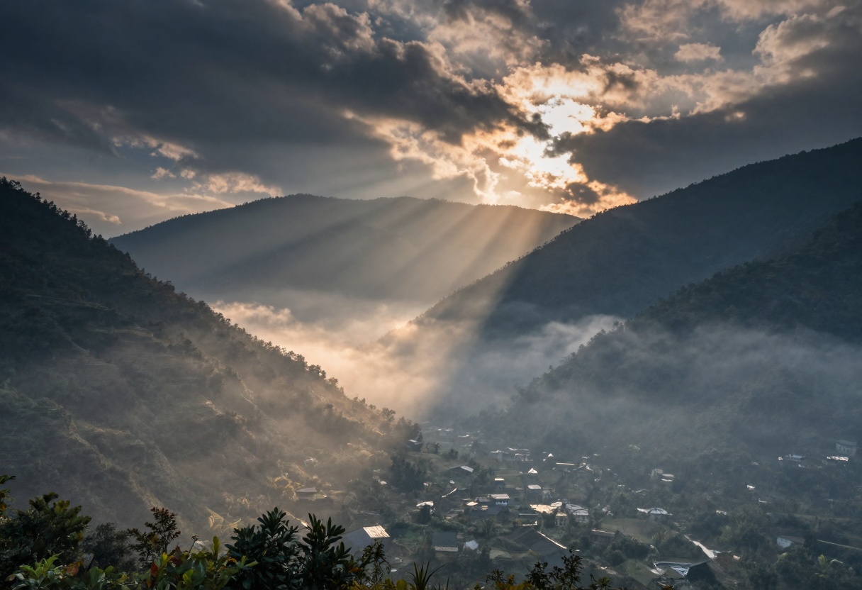 Mountain landscape with atmospheric depth