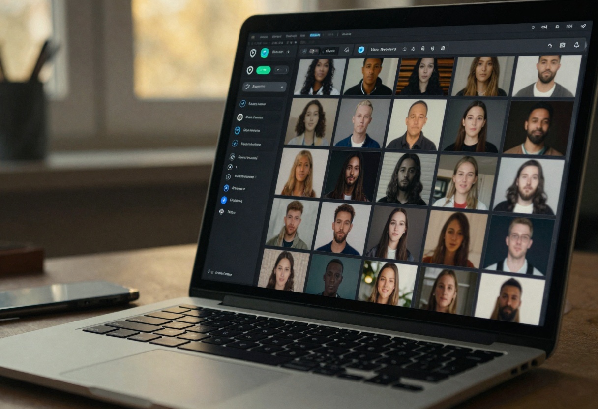Laptop showing AI safety controls and blurred preview
