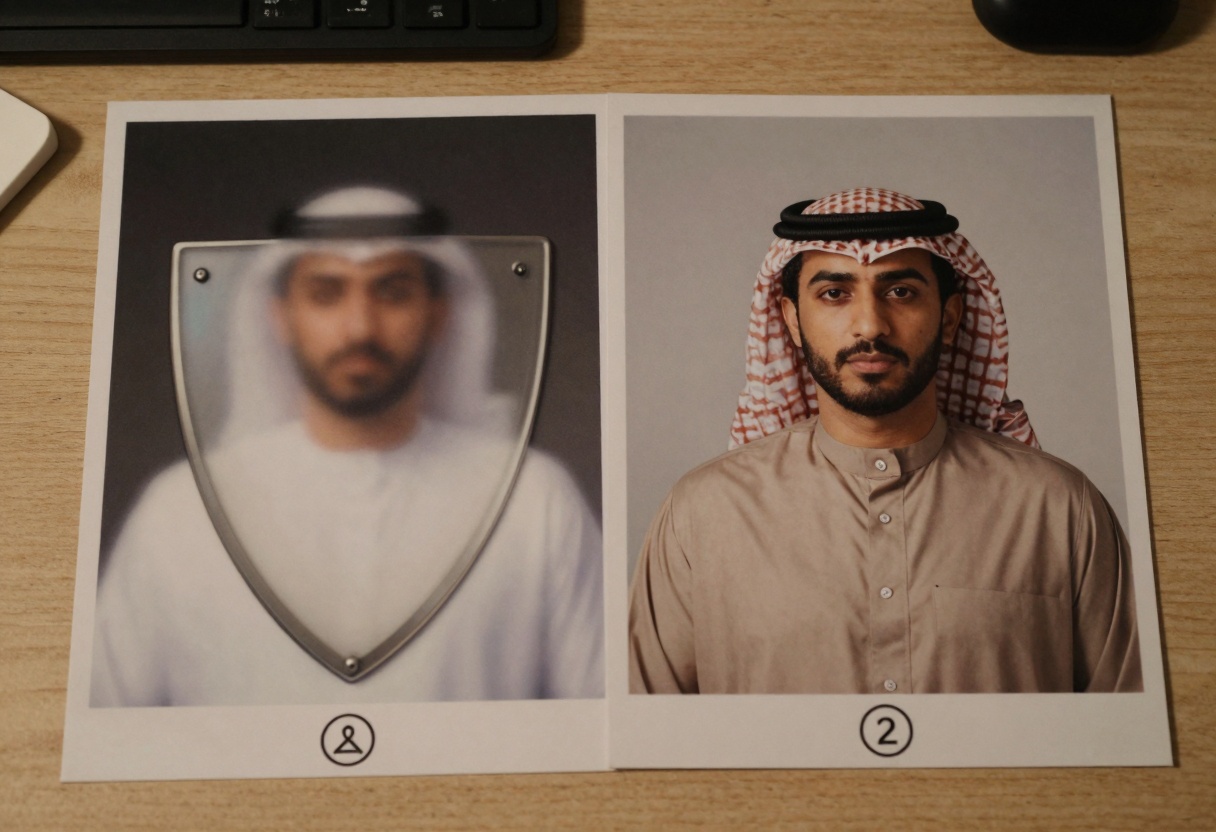 Printed before and after safety concept with blur and shield