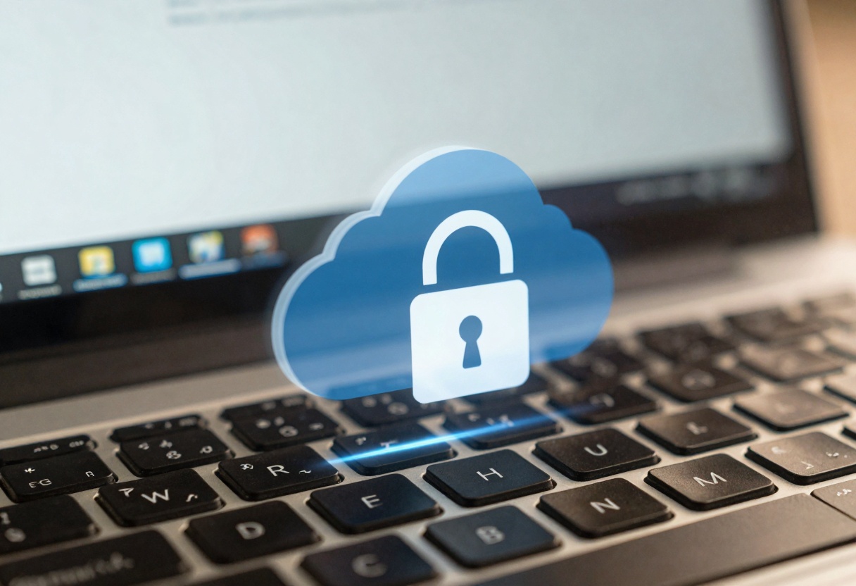 Padlock and cloud security concept for sensitive creative work