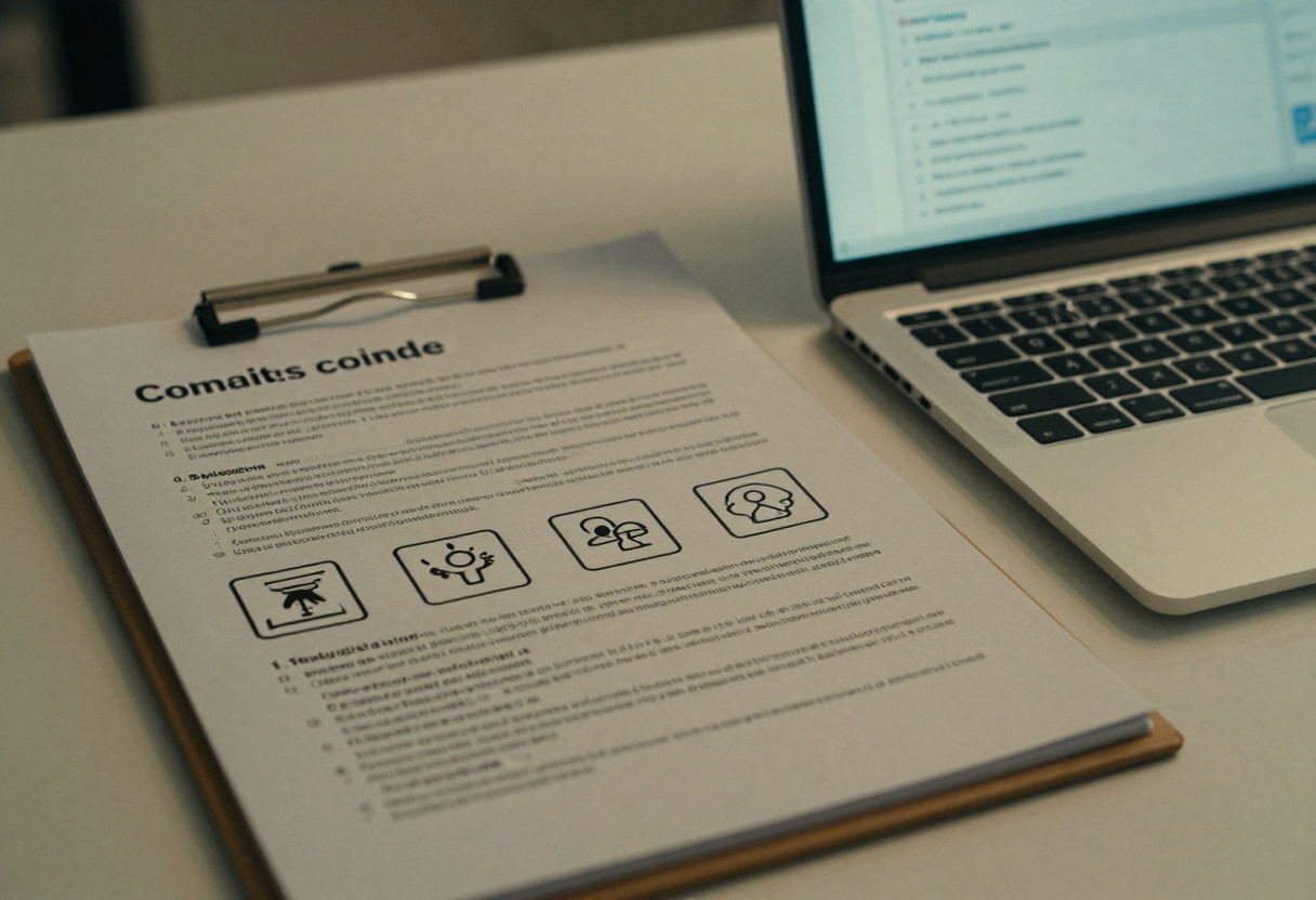 Policy booklet and safety icons next to an AI settings panel