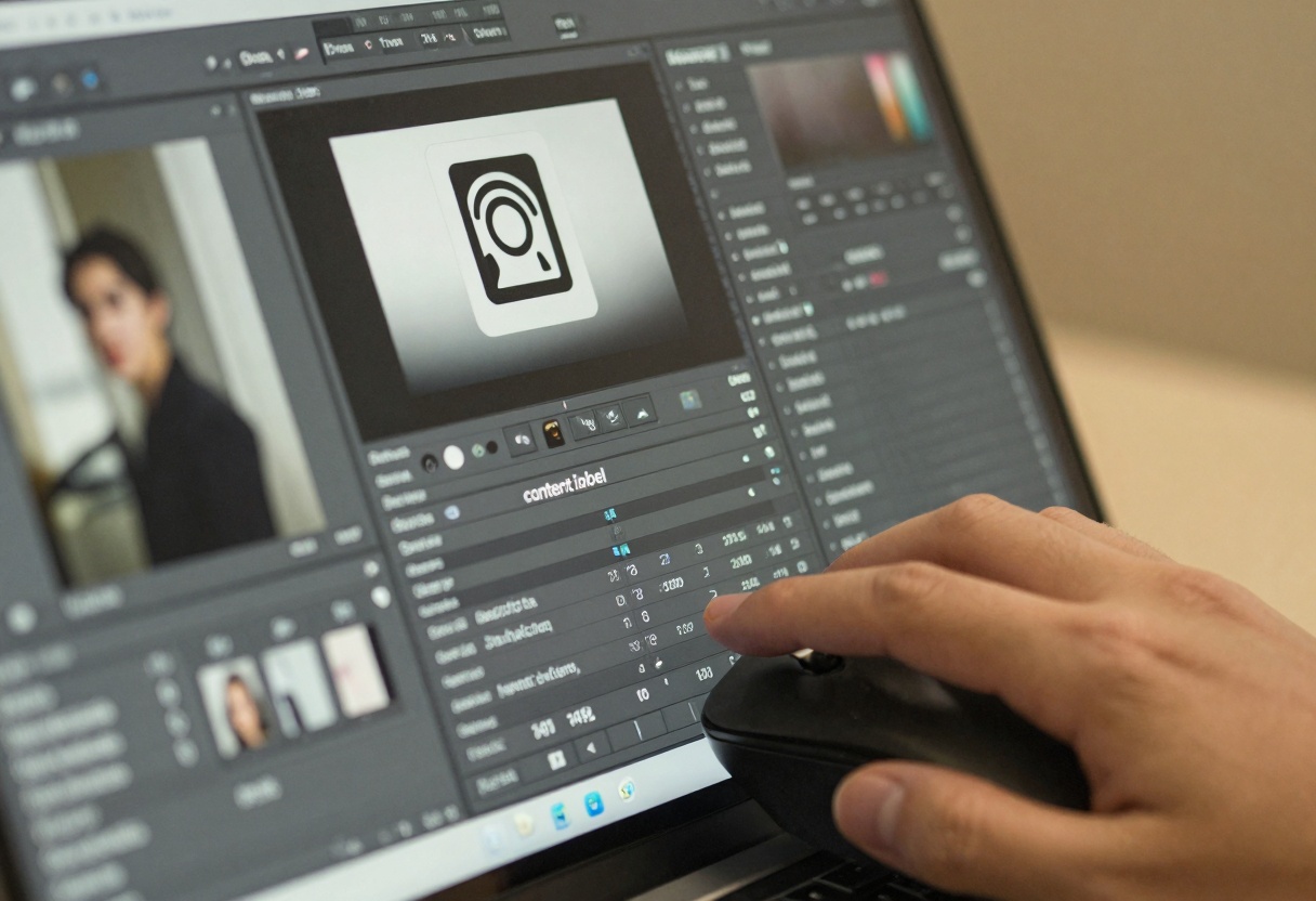 Metadata panel with watermark and content label tags