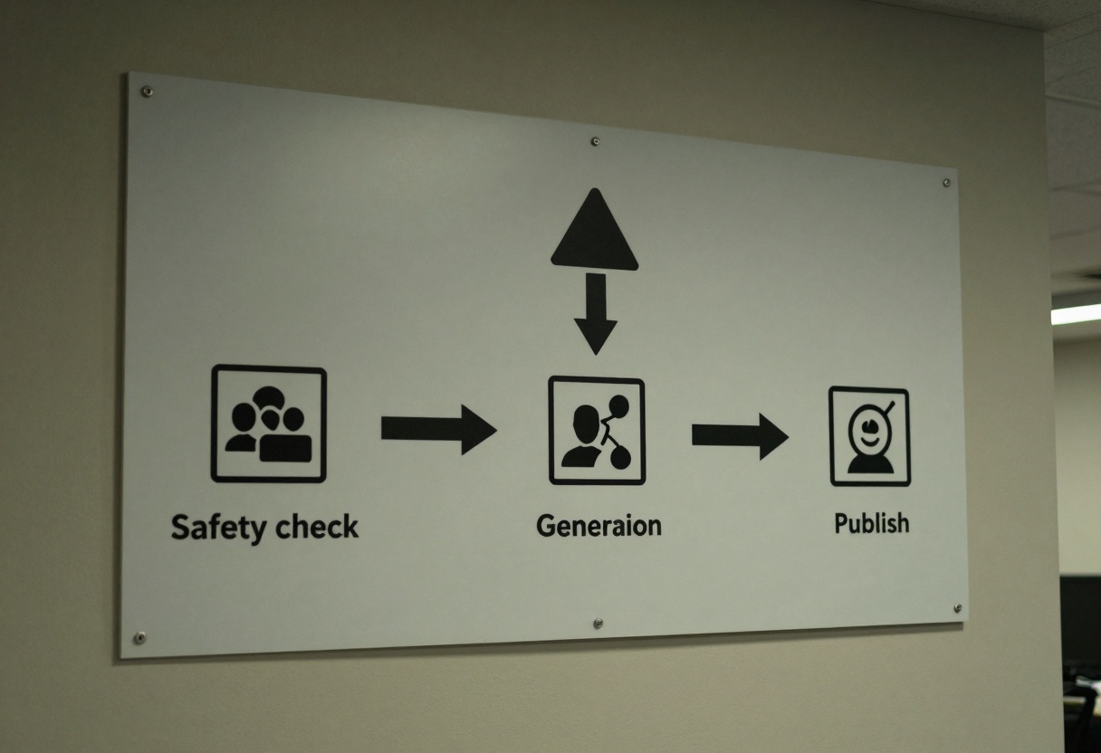 Moderation workflow diagram on a screen
