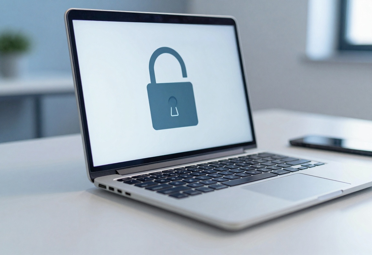 Privacy lock icon on a laptop screen