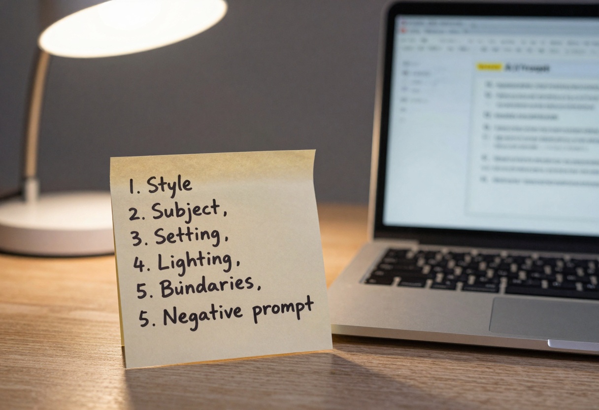 Sticky note checklist for safe prompt structure