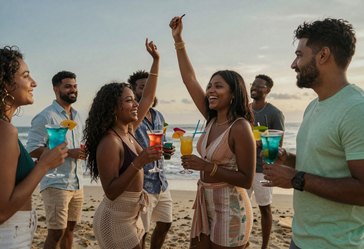 Beach celebration with friends