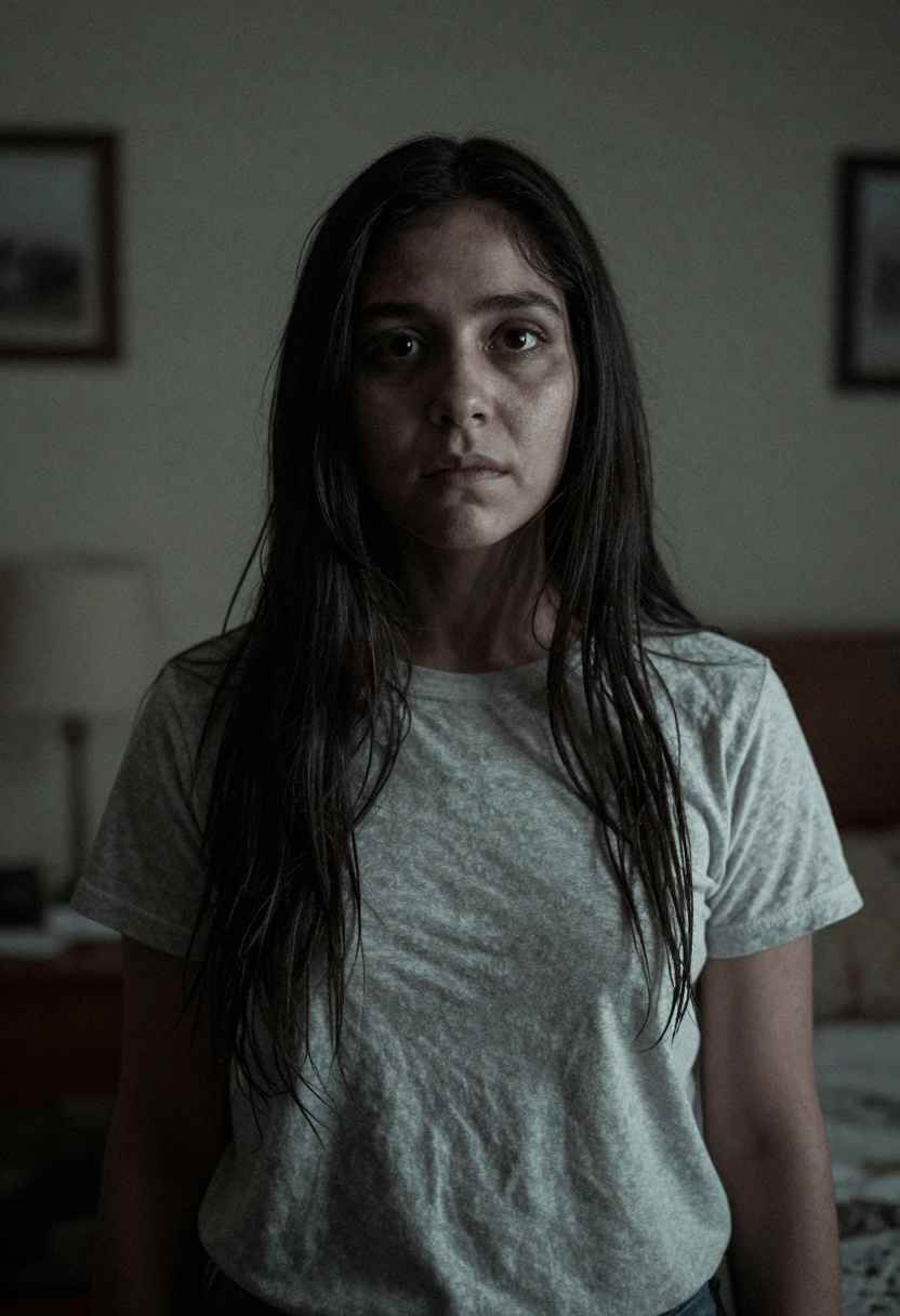 A24 horror style with eerie lighting and unsettling composition