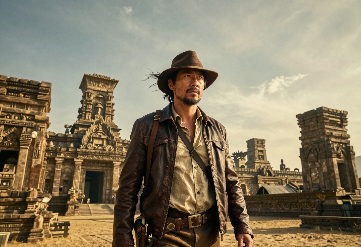 Hollywood adventure style with epic lighting and dramatic composition