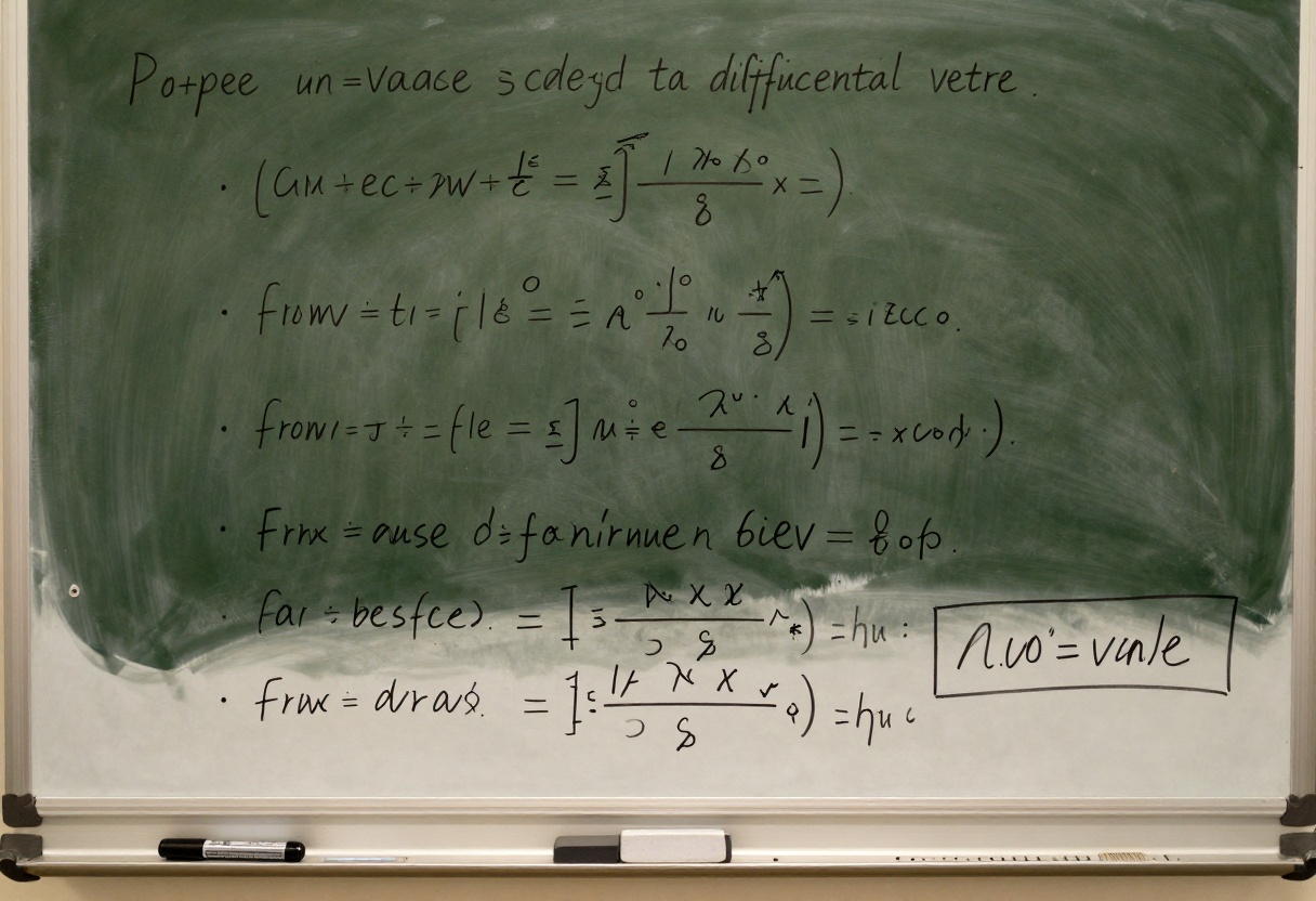 Mathematics whiteboard with calculus equations