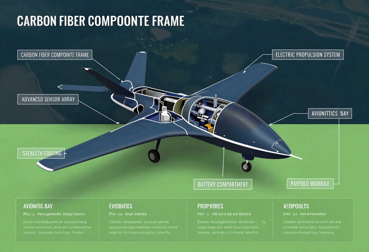 Technical aircraft infographic with cutaway view