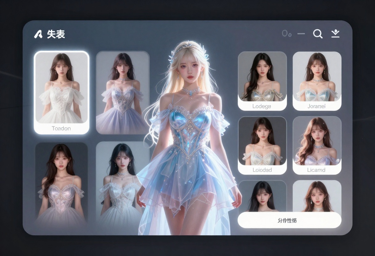Character customization interface with design options