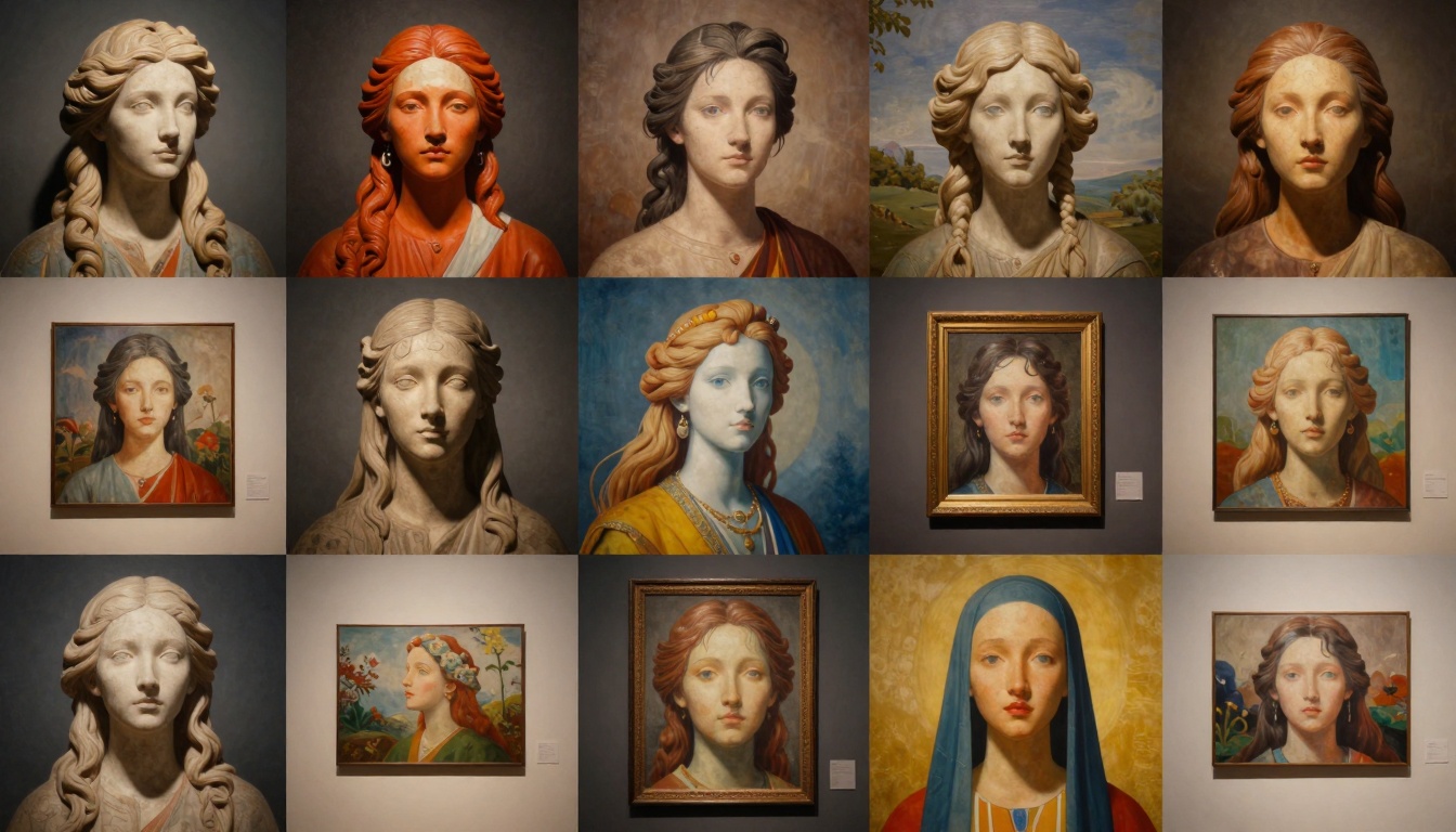 Diverse collection of AI-generated artwork styles and compositions