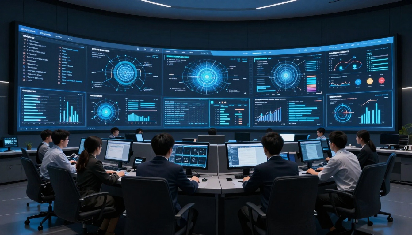 High-tech command center with visual analytics