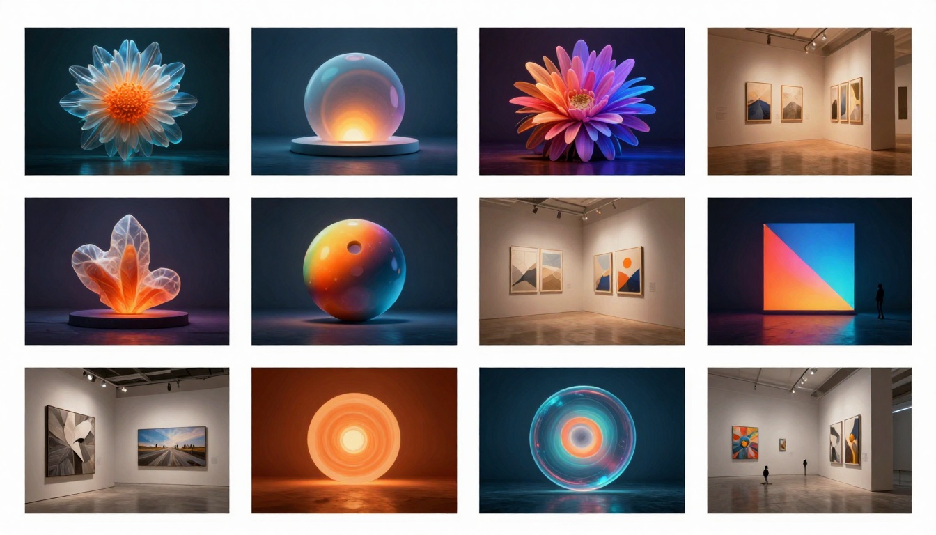 Portfolio showcase with diverse AI-generated artistic styles