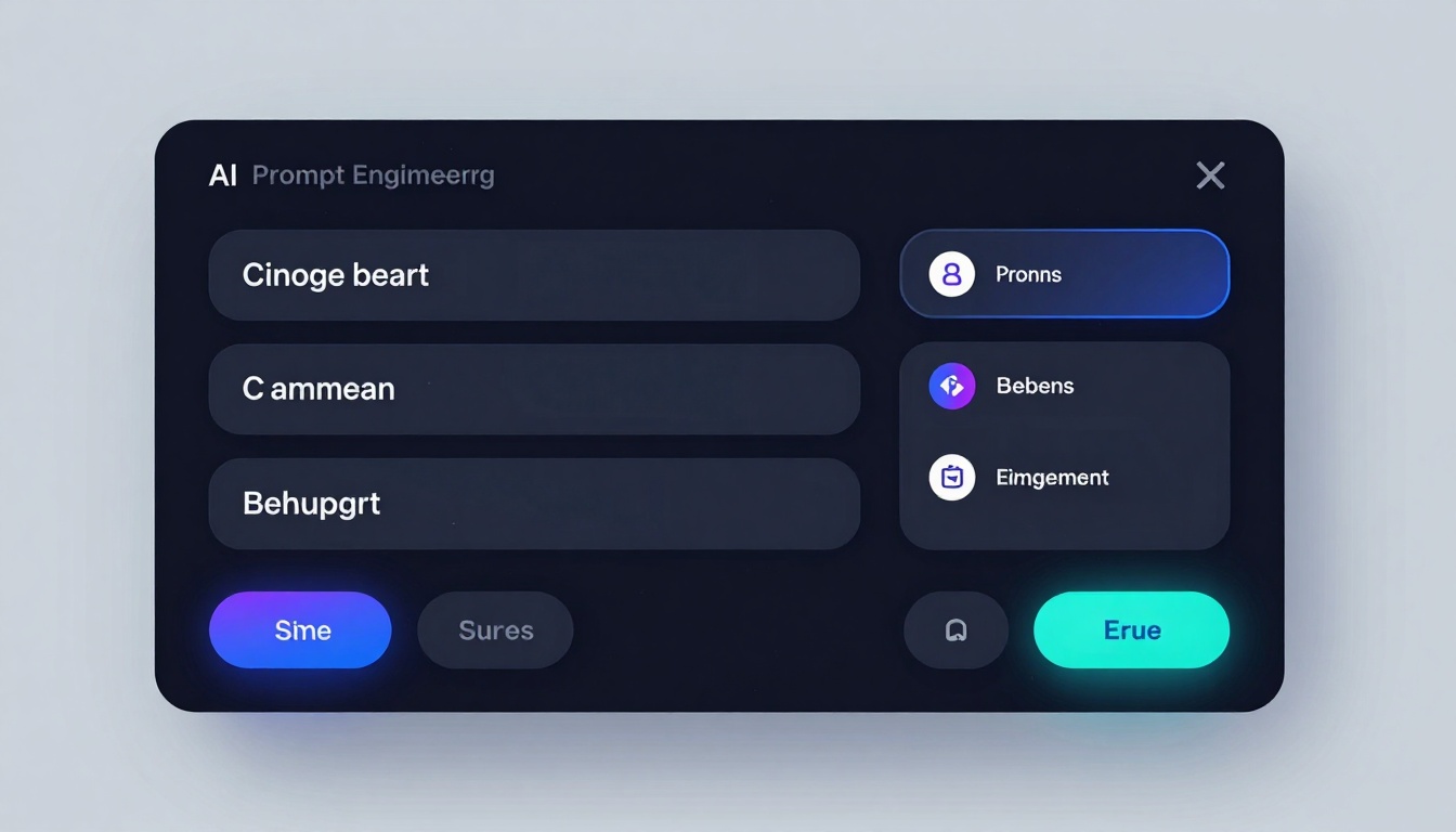 Modern minimalist AI prompt interface with text inputs and generation settings