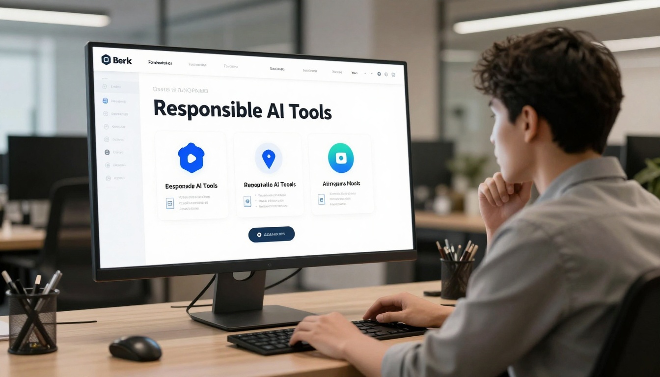 Professional workspace with responsible AI tools interface