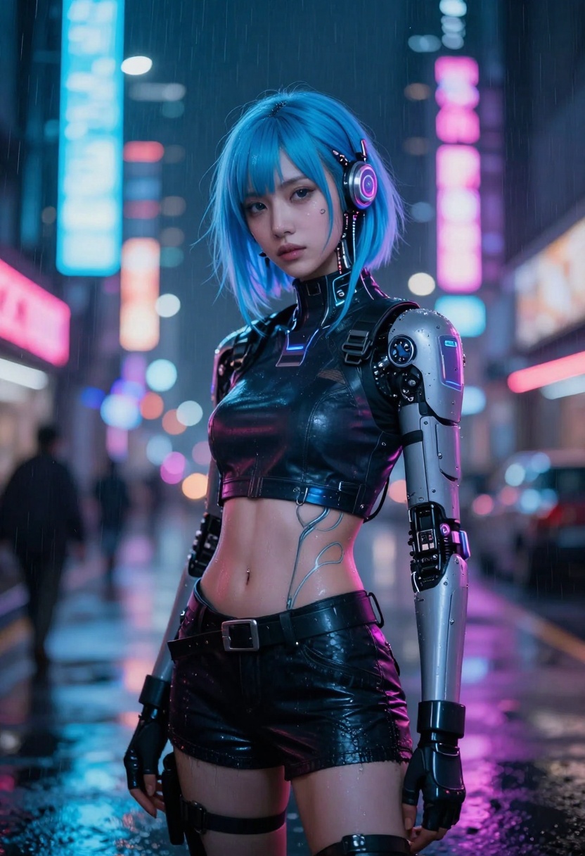 Cyberpunk-style AI girlfriend character