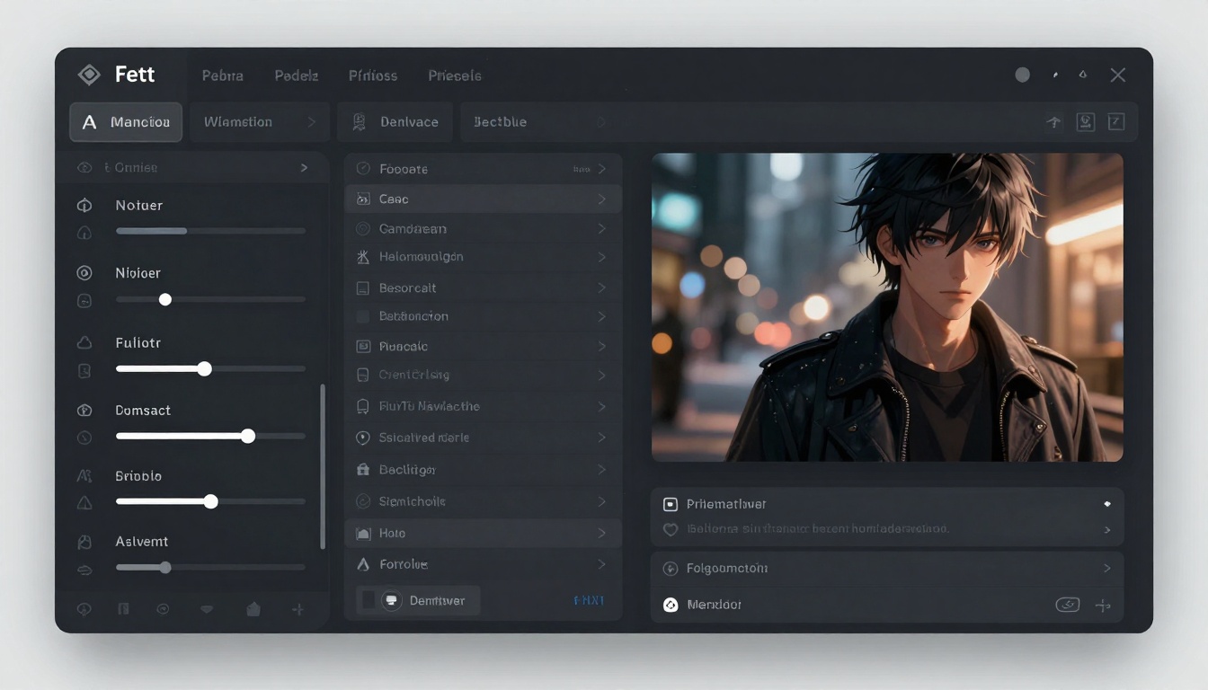AI platform interface showing anime character settings