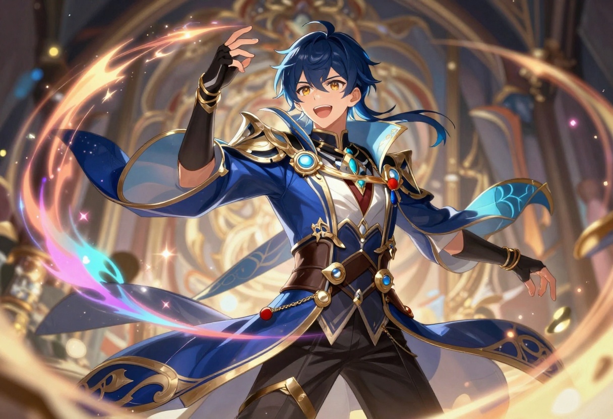 Fantasy anime character with magical effects