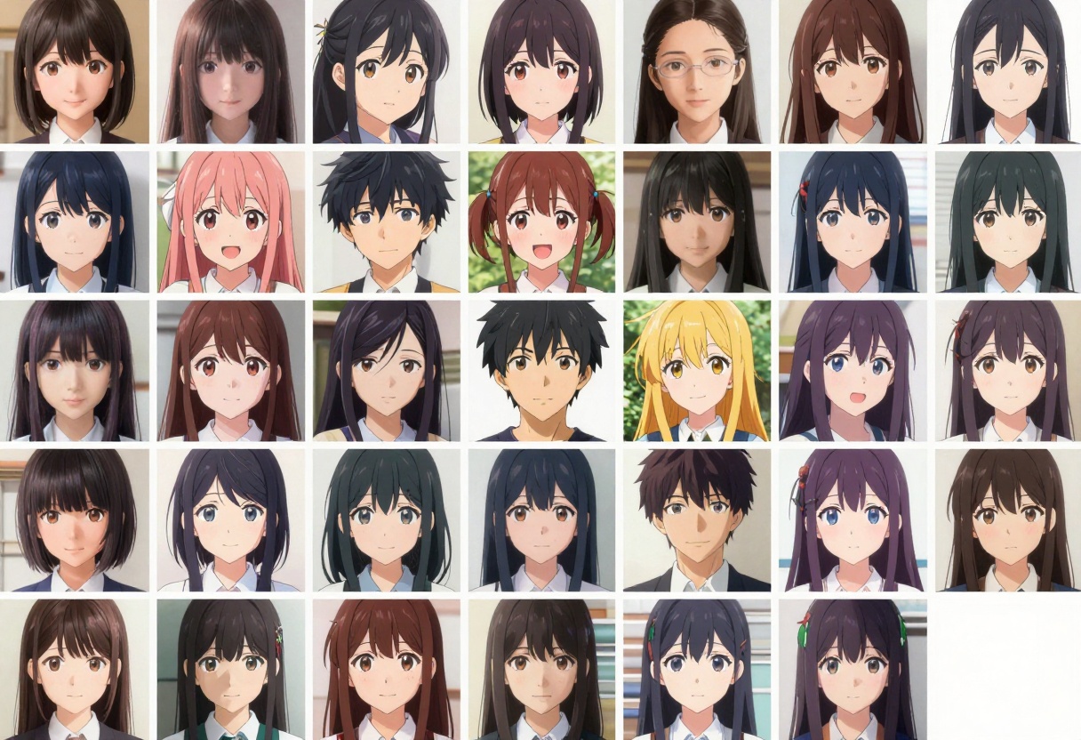 Multiple anime character style variations
