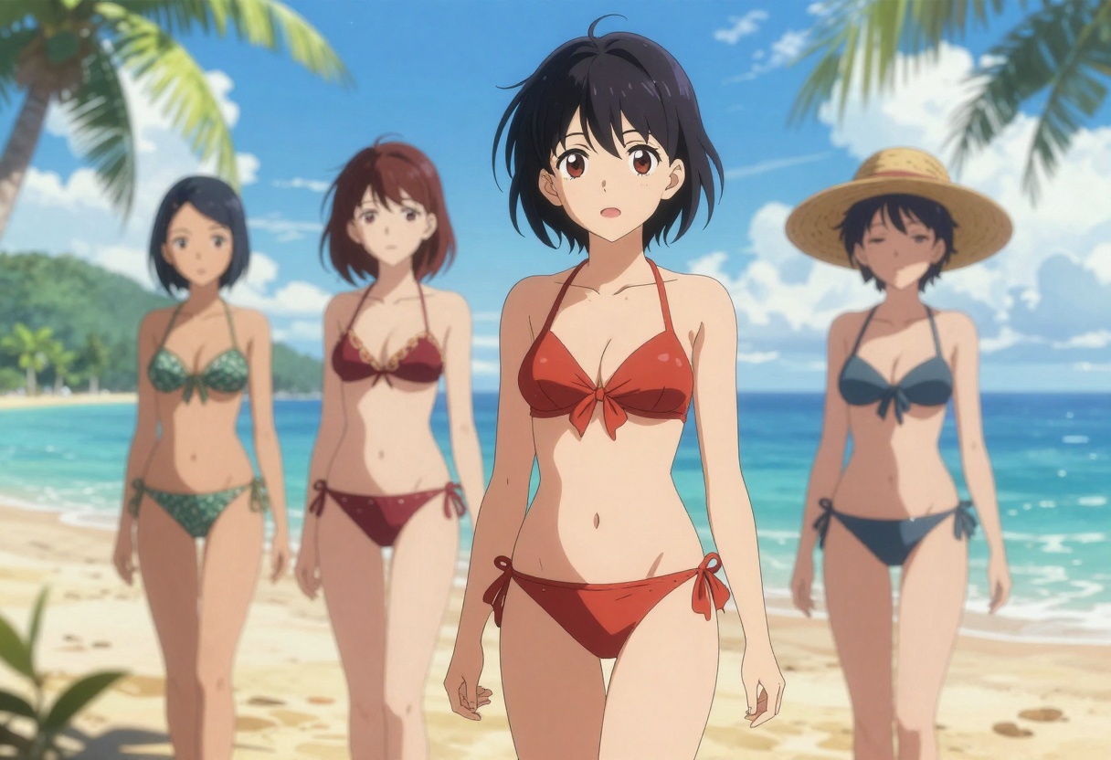 Anime beach scene