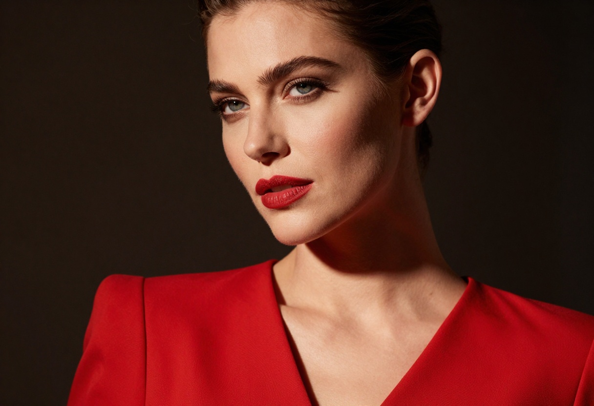 Close-up fashion portrait with dramatic lighting