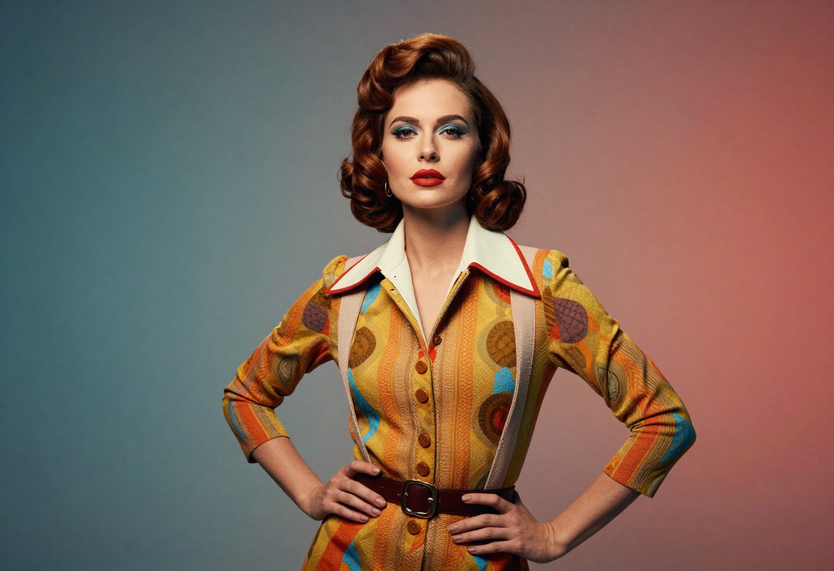 Retro-inspired portrait with vintage 70s fashion