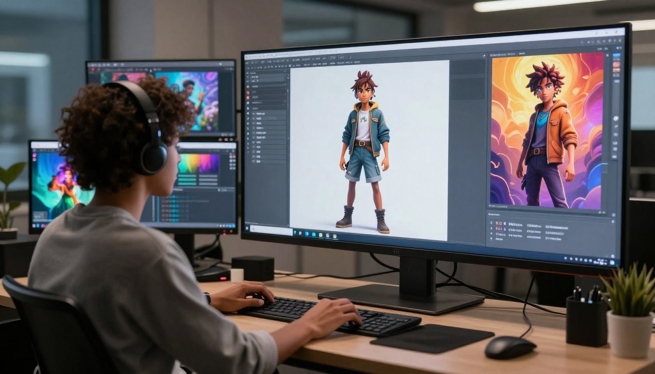 Digital workspace for AI character creation