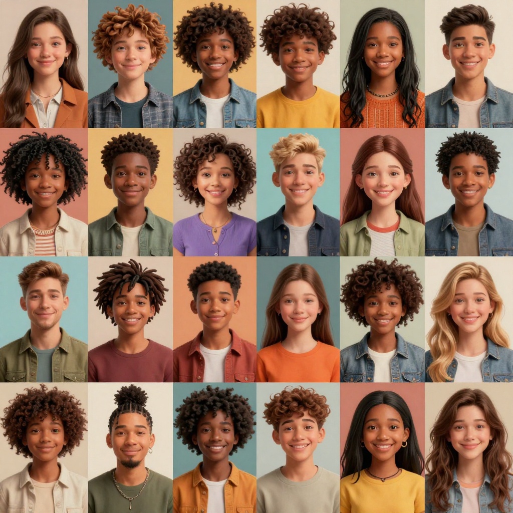 Diverse collection of AI characters