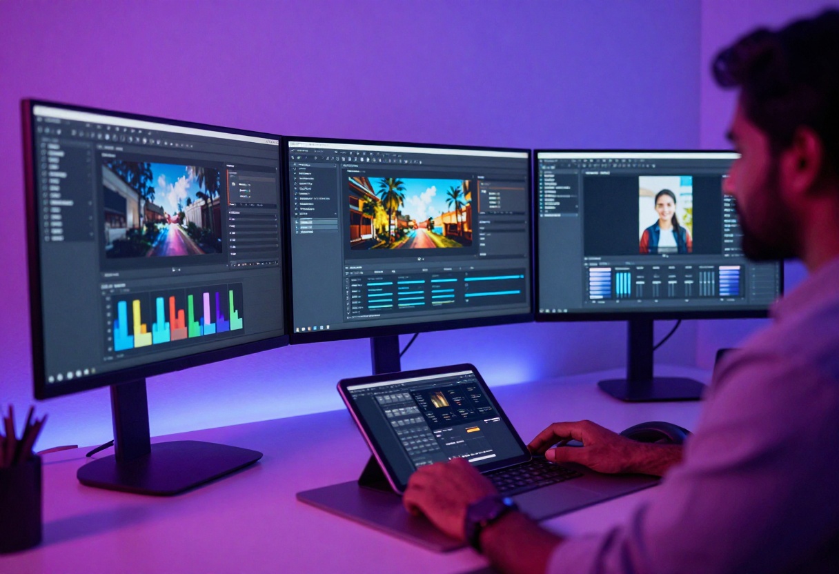 Modern digital workspace with AI interface Modern digital workspace with AI interface