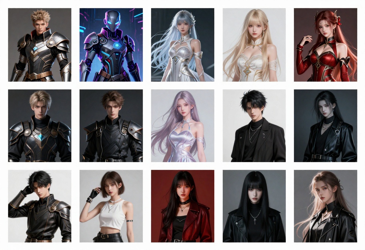 AI-generated character examples in various styles