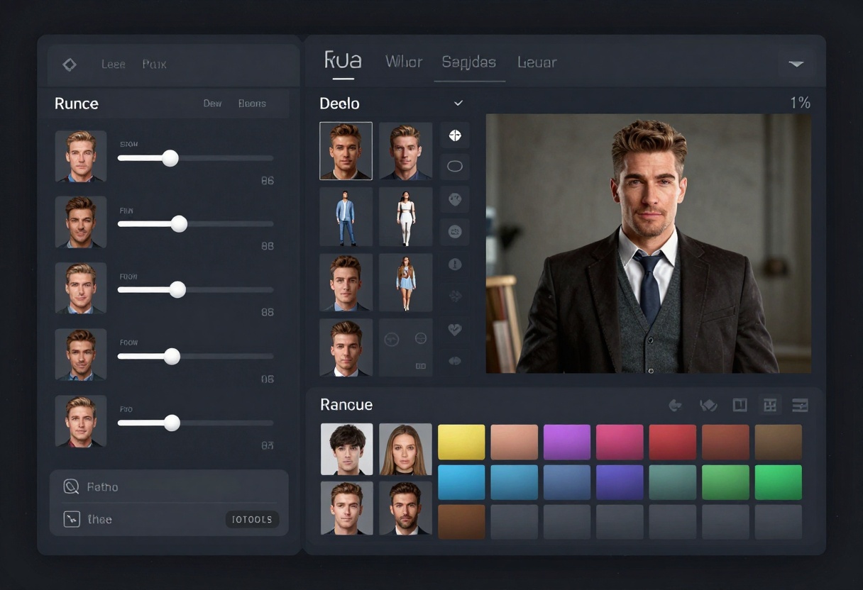 Character customization interface with various options