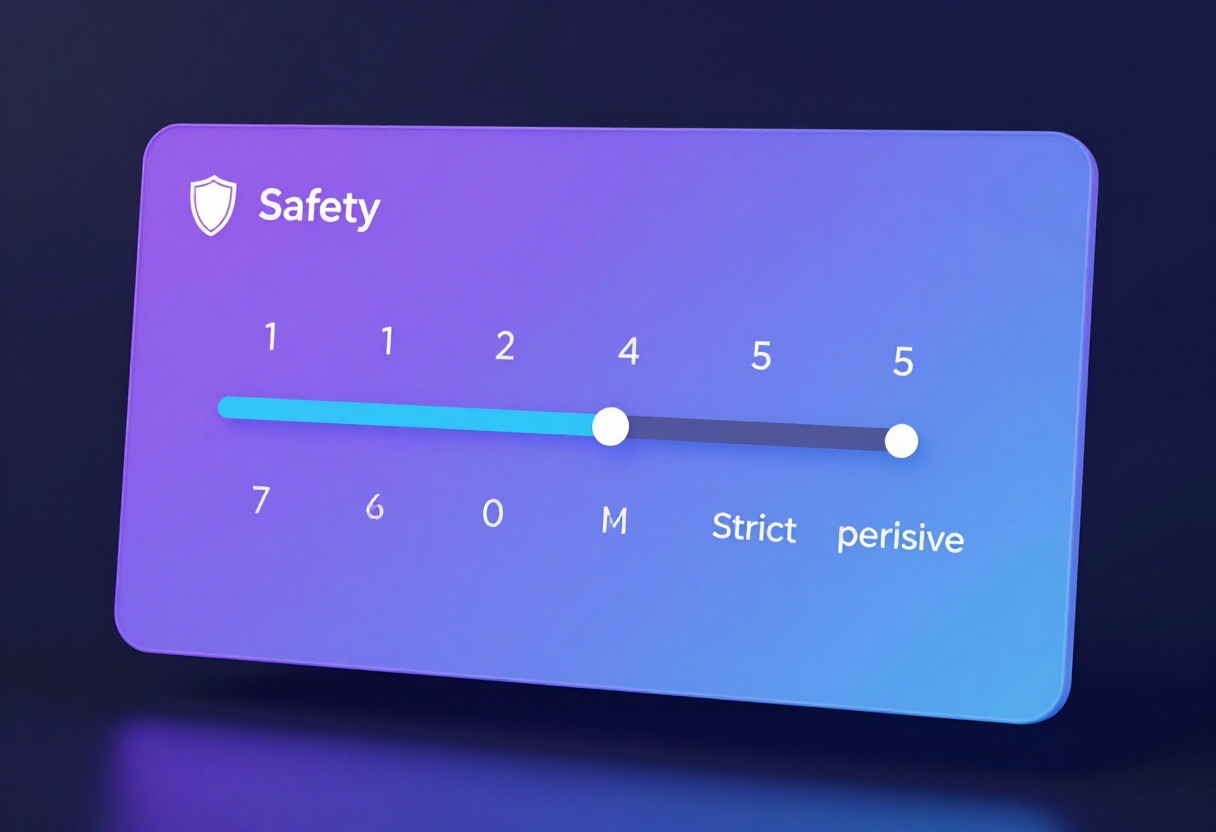 Safety tolerance slider interface showing permissive settings Safety tolerance slider interface showing permissive settings