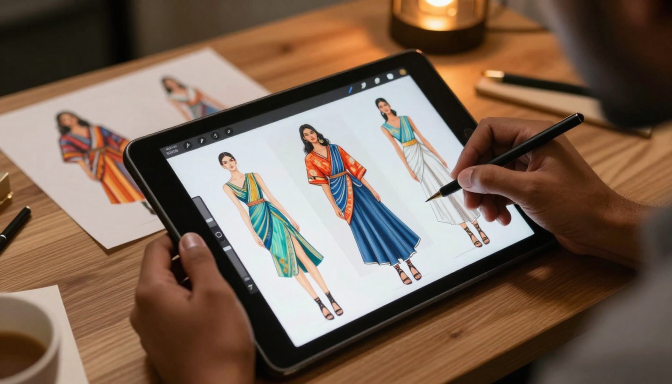 Artist working on digital tablet