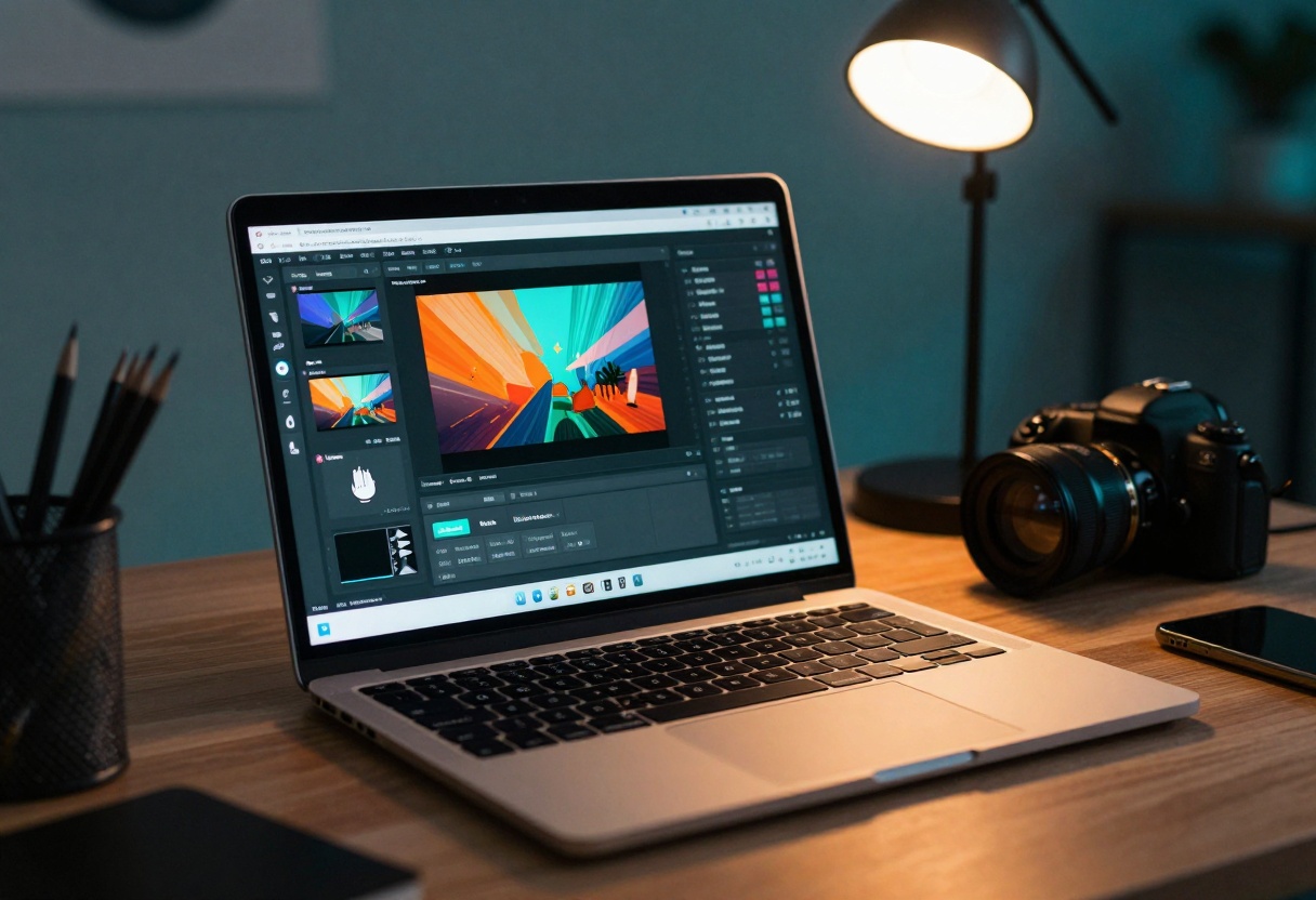 Creative workspace showing AI workflow