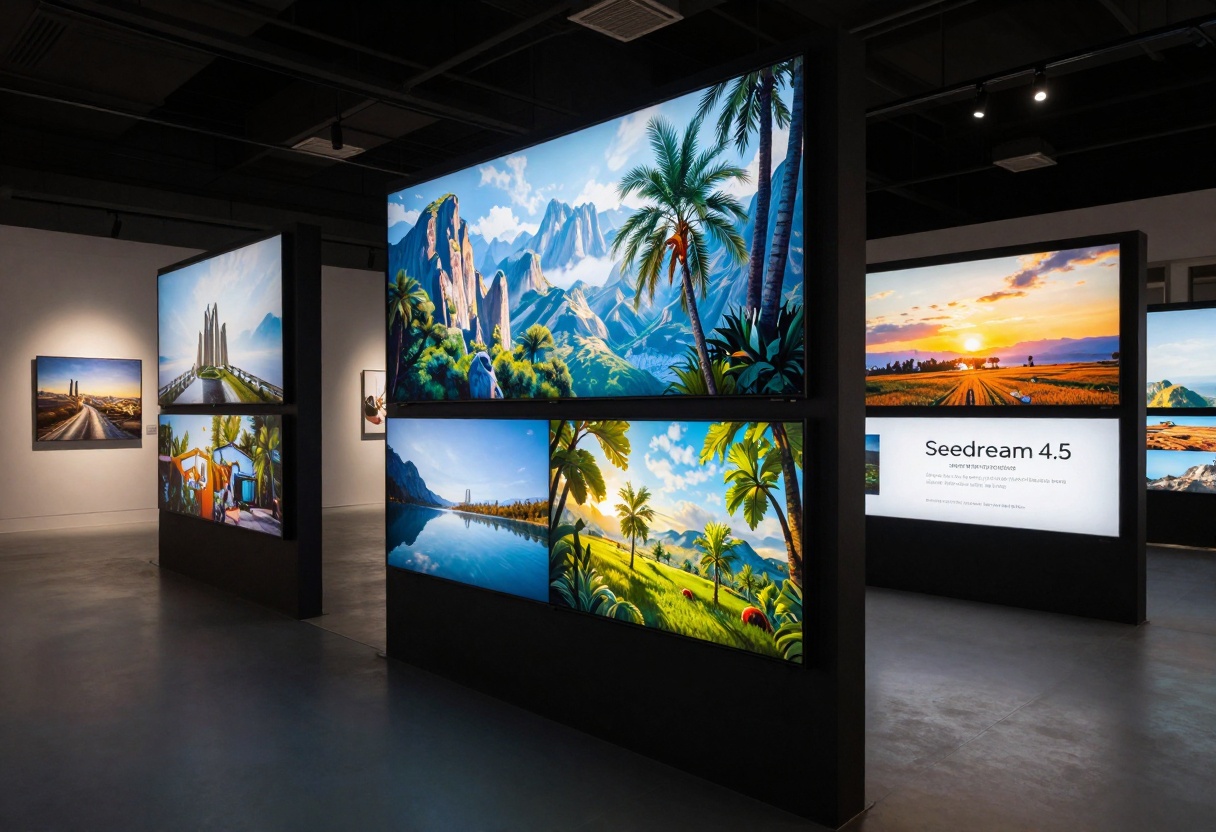 Gallery display of Seedream 4.5 artworks