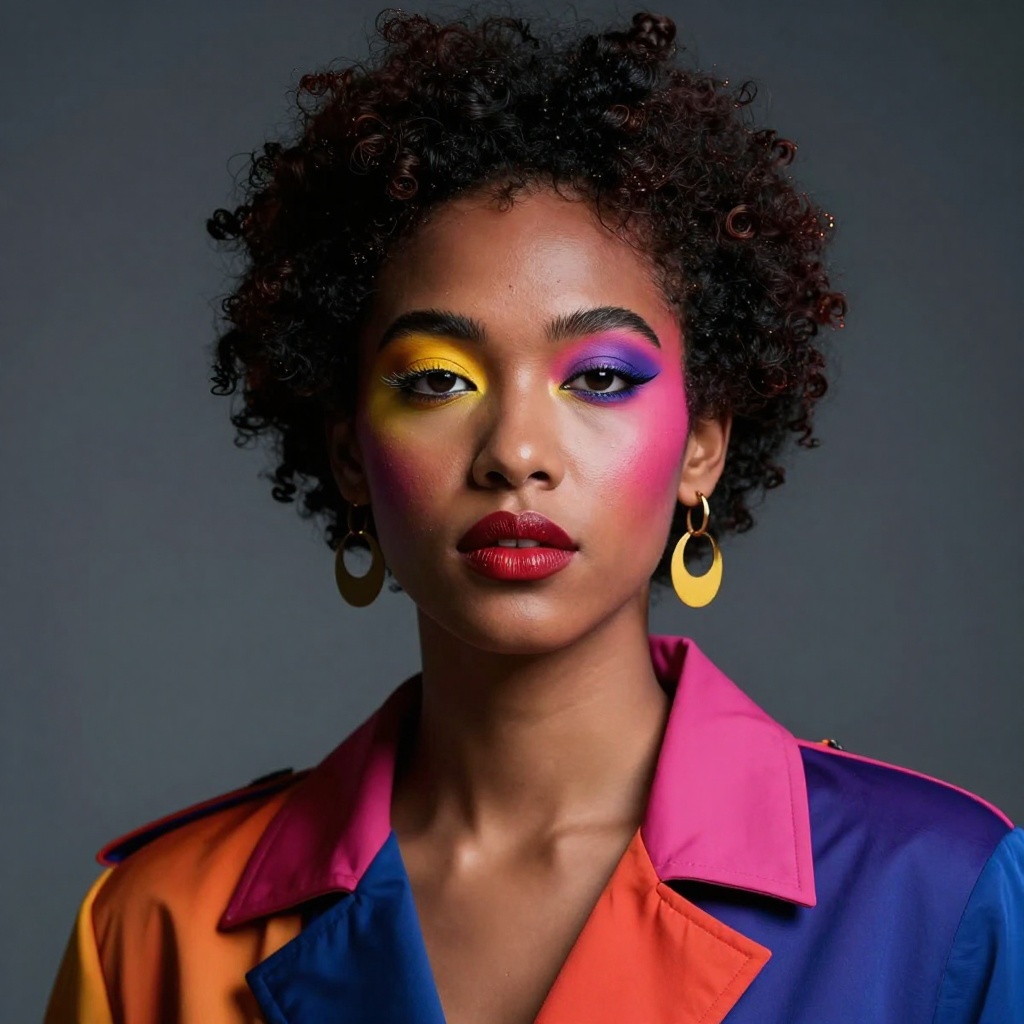 Artistic fashion portrait with bold colors