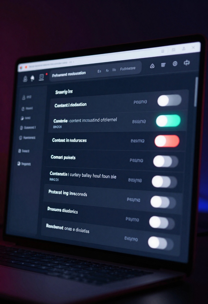 Professional content moderation settings interface