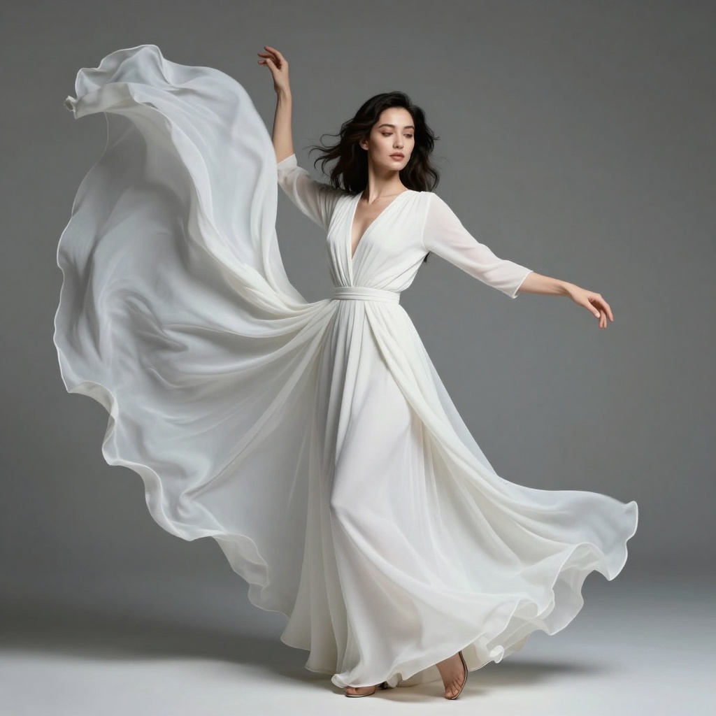 Flowing fabric with elegant movement