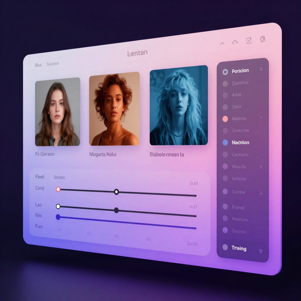 Digital art interface showing AI generation workflow with modern UI