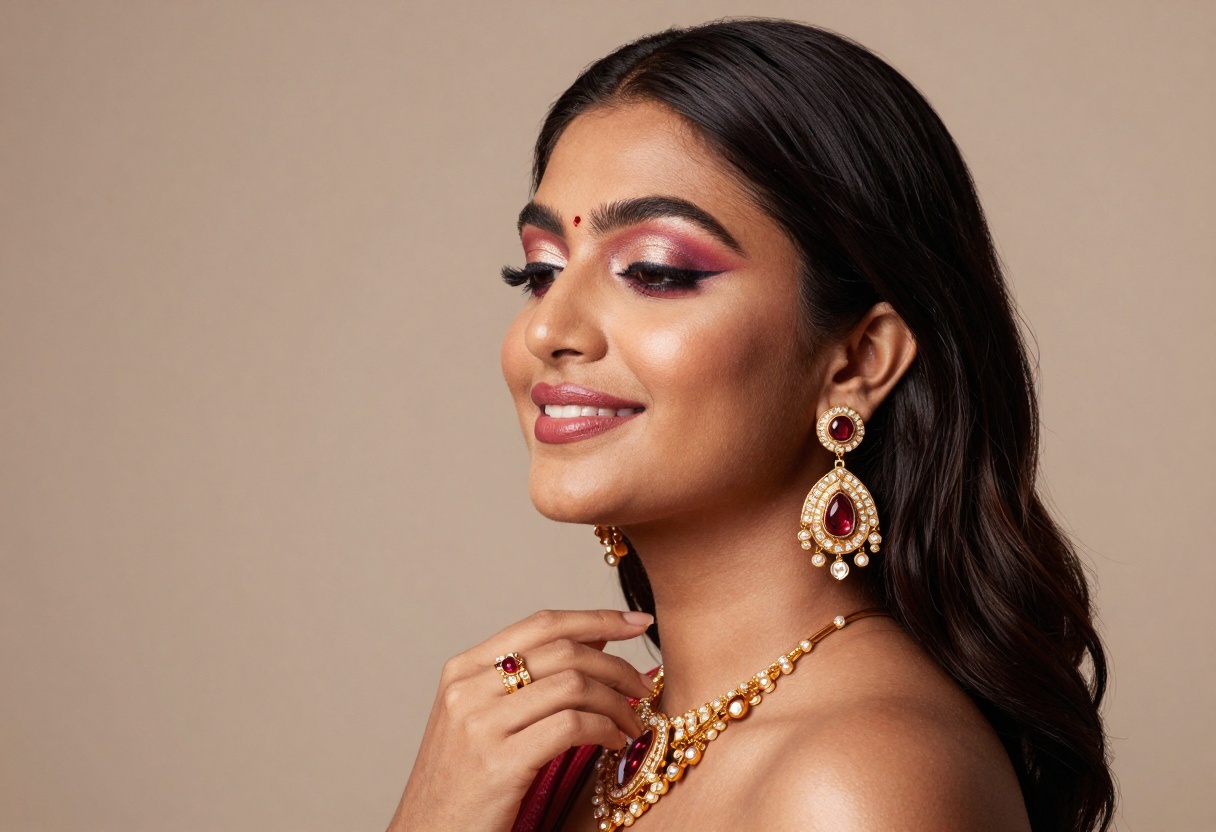 Professional beauty portrait with dramatic makeup