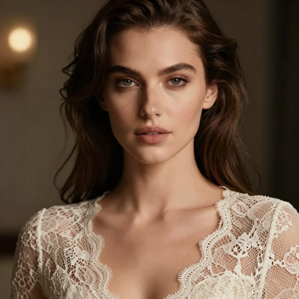 Close-up portrait with romantic lighting and bokeh