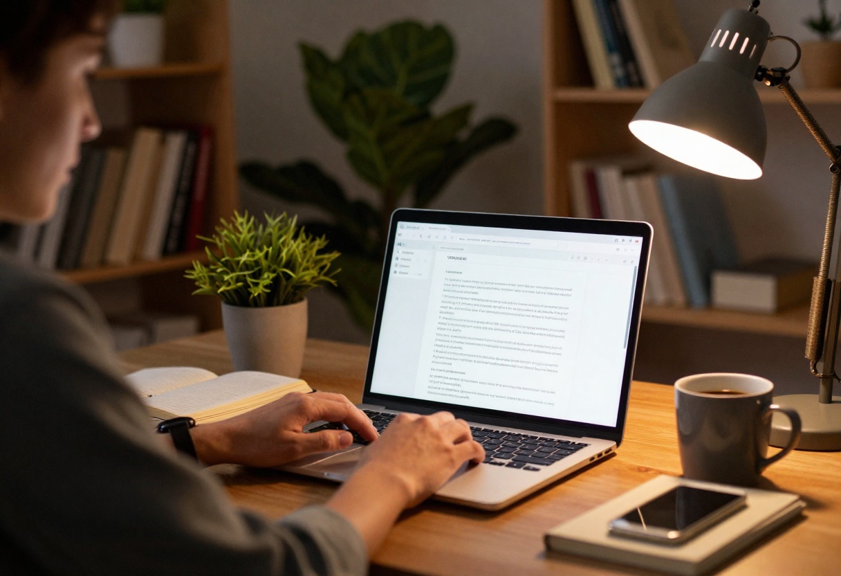 Writer using AI for creative content generation