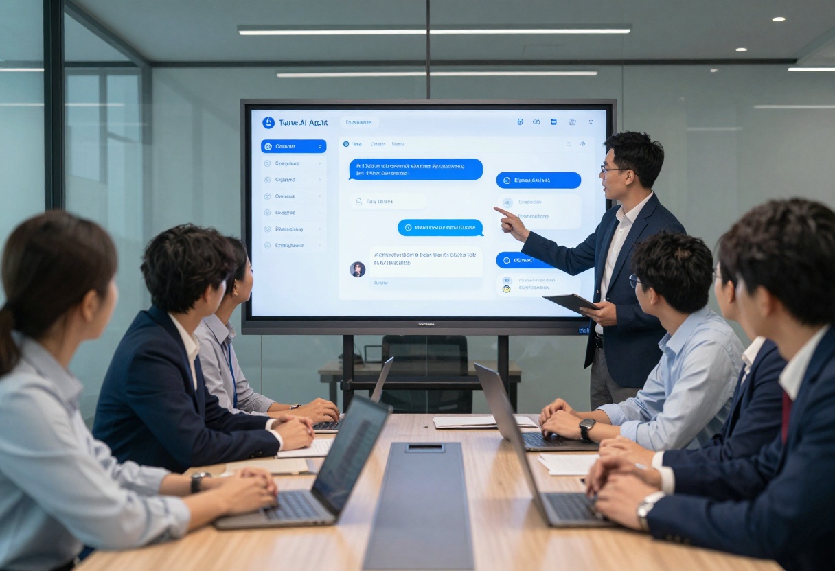 Business team discussing AI integration strategies