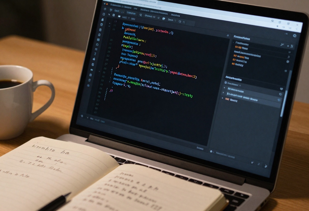Clean Python code displayed on laptop screen with successful test results