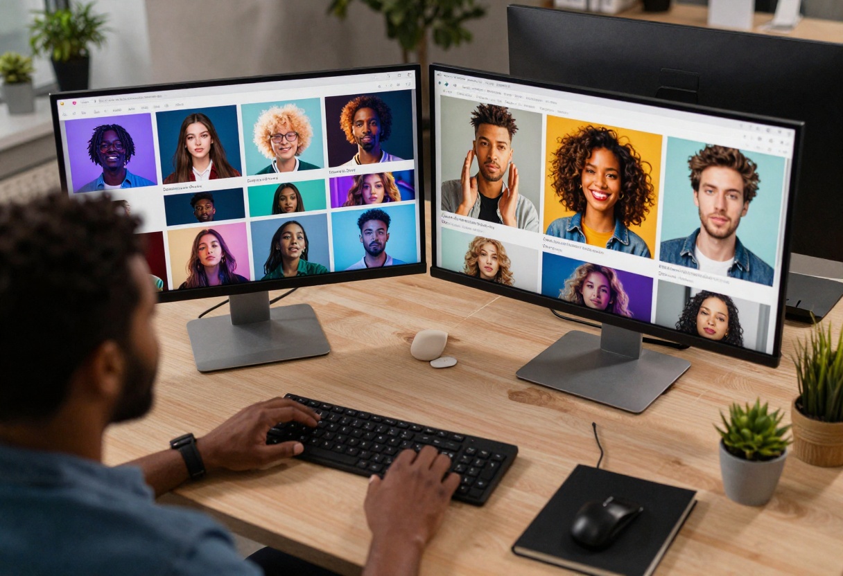 Digital marketing workspace showing multiple AI model outputs side by side
