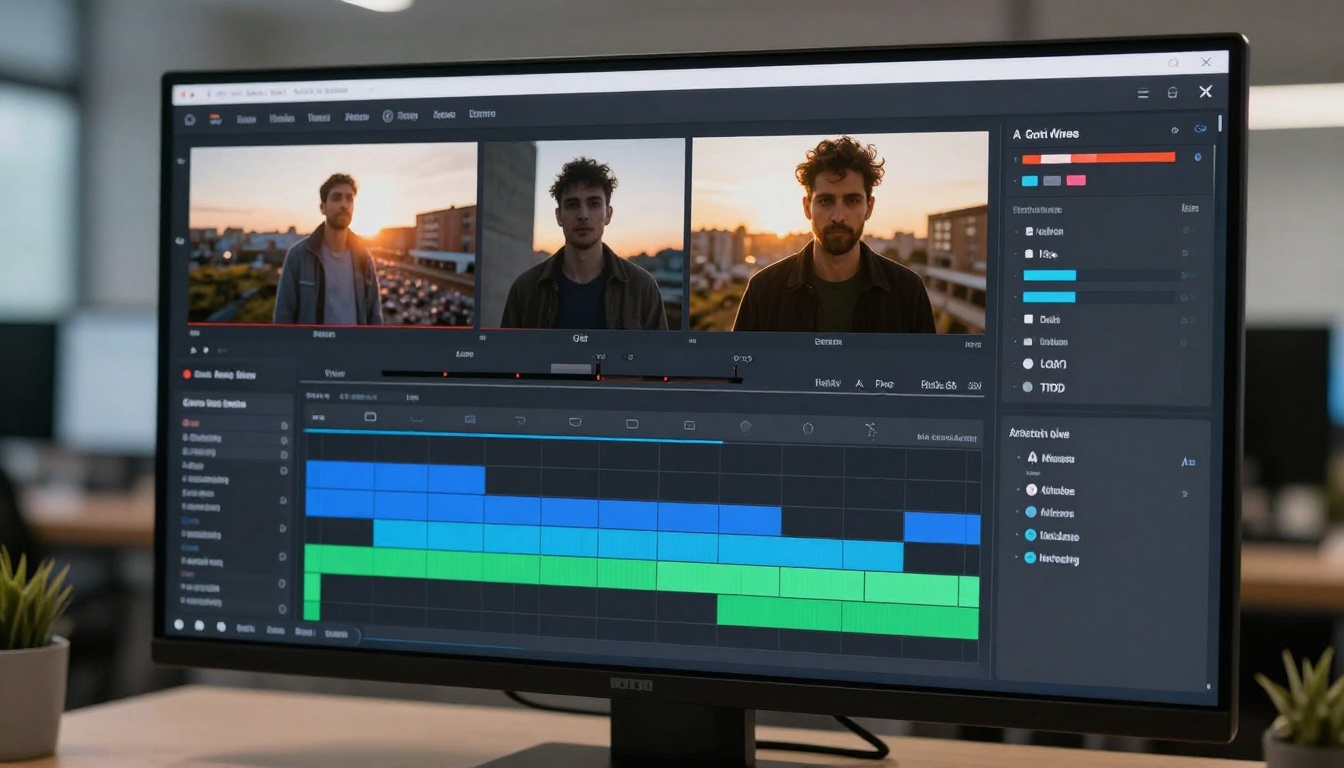Modern AI video editing software interface